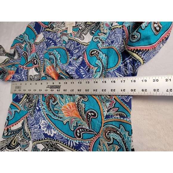 Chico's Womens Open Front Paisley 100% Linen Drape Cardigan Jacket Size 1 Artsy - Picture 6 of 7